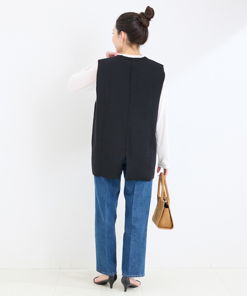 B.C STOCK(ベーセーストック)の「《追加》【WEB限定】ミラノリブベスト(ベスト・レディース・グレー/ブラック・FREE)」の5枚目の写真