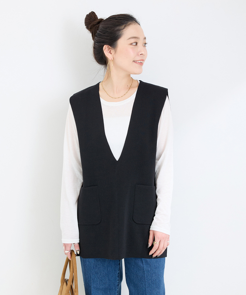 B.C STOCK(ベーセーストック)の「《追加》【WEB限定】ミラノリブベスト(ベスト・レディース・グレー/ブラック・FREE)」の7枚目の写真