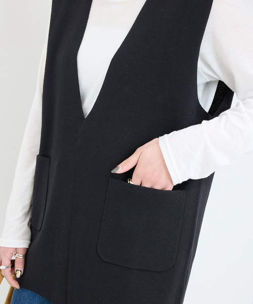 B.C STOCK(ベーセーストック)の「《追加》【WEB限定】ミラノリブベスト(ベスト・レディース・グレー/ブラック・FREE)」の10枚目の写真