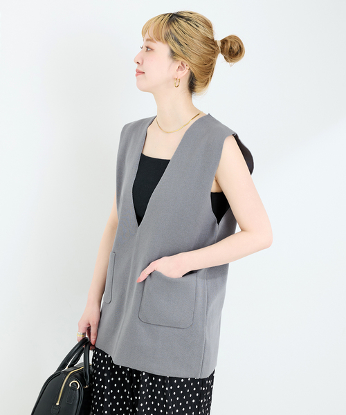 B.C STOCK(ベーセーストック)の「《追加》【WEB限定】ミラノリブベスト(ベスト・レディース・グレー/ブラック・FREE)」の17枚目の写真