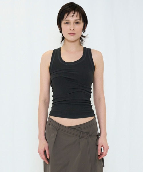 viavanda ブラックタンクトップ TUCK RIB TANK TOP（タンクトップ）｜VIAVANDA（ヴィアヴァンダ