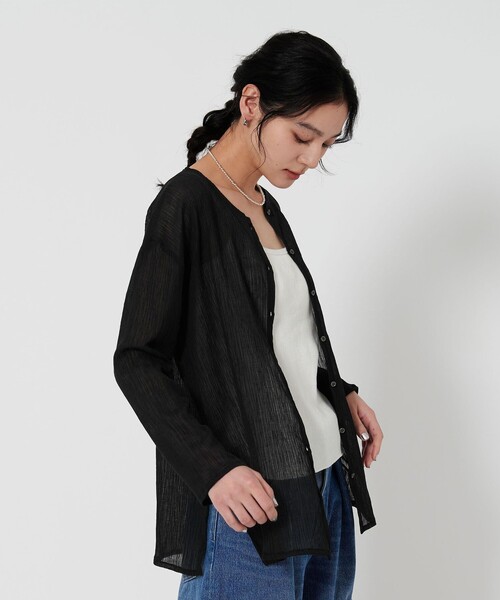 BEAUTY&YOUTH UNITED ARROWS(ビューティーアンドユースユナイテッドアローズ)の「クレープ クルーネックカーディガン(カーディガン/ボレロ・レディース・ライトグレー/オフホワイト/ブラック/オレンジ/シャーベット・FREE)」の12枚目の写真