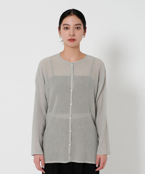 ユナイテッドアローズリネンカーディガンMグレー麻100%灰色サマーカーディガン UNITED ARROWS / ユナイテッドアローズ （レディース