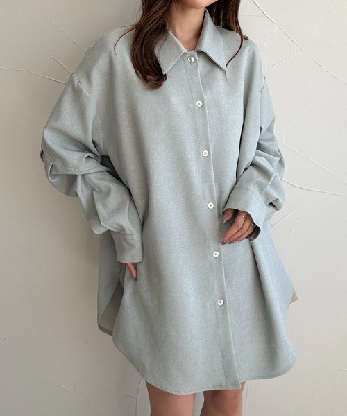 apres jour clair（アプレジュールクレア）の「【apres jour clair】コクーンスリーブラメストライプシャツ（シャツ/ブラウス・レディース・オフホワイト/ブルー/イエロー・X-LARGE/フリー）」の2枚目の写真