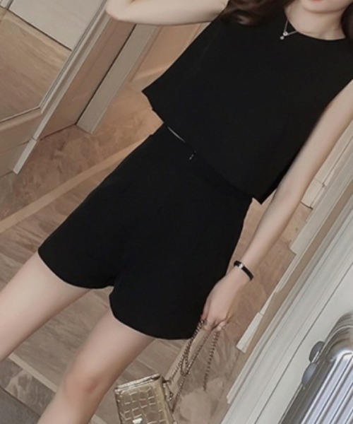 deux amour（ドゥーザムール）の「バックリボンノースリトップス＋ショーパンセットアップ（その他トップス・レディース・ブラック/アイボリー・FREE）」の5枚目の写真