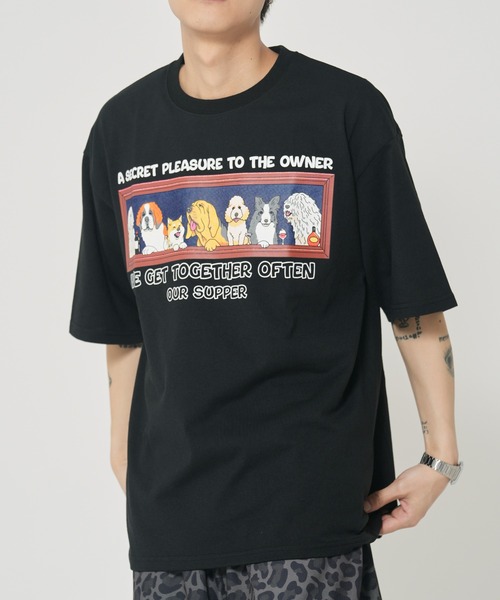 CORISCO(コリスコ)の「アニマル晩餐柄Tシャツ(M1)(Tシャツ/カットソー・メンズ・ホワイト系1/ホワイト系2/グレー系2/ブラック系2/キナリ/ブラック系1/グレー系1/オートミール・MEDIUM/LARGE/X-LARGE)」の6枚目の写真