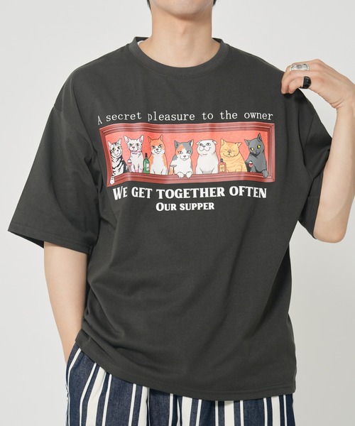 CORISCO(コリスコ)の「アニマル晩餐柄Tシャツ(M1)(Tシャツ/カットソー・メンズ・ホワイト系1/ホワイト系2/グレー系2/ブラック系2/キナリ/ブラック系1/グレー系1/オートミール・MEDIUM/LARGE/X-LARGE)」の7枚目の写真