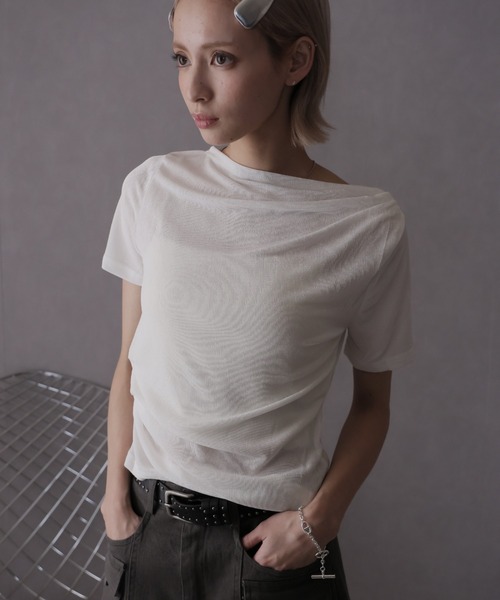 Ulysses(ユリシス)の「シアードレープカットソー(Tシャツ/カットソー・レディース・ホワイト/ブラック/パープル/ベージュ・L/M)」の8枚目の写真