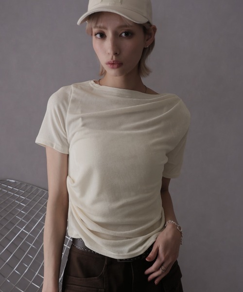 Ulysses(ユリシス)の「シアードレープカットソー(Tシャツ/カットソー・レディース・ホワイト/ブラック/パープル/ベージュ・L/M)」の22枚目の写真
