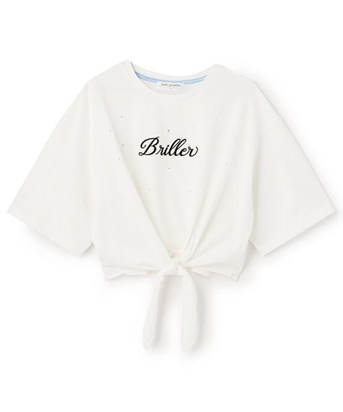 pom ponette junior(ポンポネットジュニア)の「前結びロゴTシャツ(Tシャツ/カットソー・キッズ・レモンイエロー/ホワイト・L:160cm/M:150cm)」の1枚目の写真