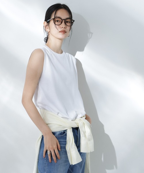 NANO universe（ナノユニバース）の「Anti Soaked(R) 汗染み防止ノースリーブTシャツ（Tシャツ/カットソー・レディース・ホワイト/ブラック/カーキ/チャコール・S/M）」の21枚目の写真