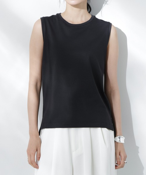 NANO universe（ナノユニバース）の「Anti Soaked(R) 汗染み防止ノースリーブTシャツ（Tシャツ/カットソー・レディース・ホワイト/ブラック/カーキ/チャコール・S/M）」の13枚目の写真