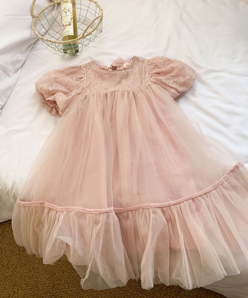 aimoha(アイモハ)の「【aimoha-KIDS-】キッズ チュールパフスリーブドレス (SS)(ワンピース・キッズ・ライトベージュ/グレー/ピンク・120/130/140/100/110/90)」の12枚目の写真