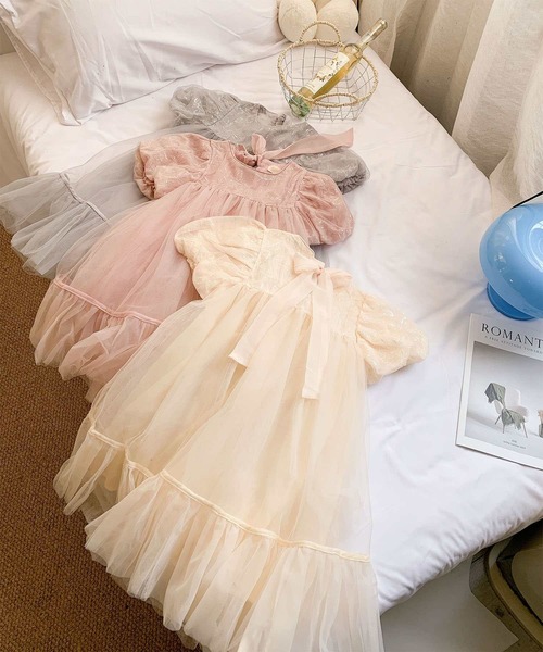 aimoha(アイモハ)の「【aimoha-KIDS-】キッズ チュールパフスリーブドレス (SS)(ワンピース・キッズ・ライトベージュ/グレー/ピンク・120/130/140/100/110/90)」の14枚目の写真