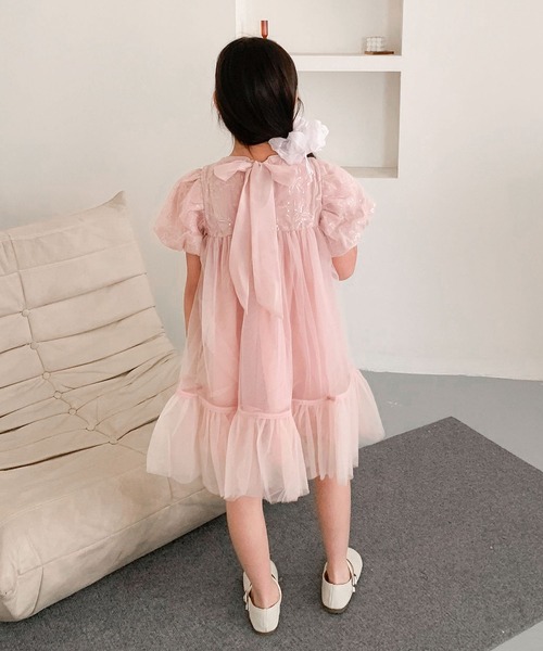 aimoha(アイモハ)の「【aimoha-KIDS-】キッズ チュールパフスリーブドレス (SS)(ワンピース・キッズ・ライトベージュ/グレー/ピンク・120/130/140/100/110/90)」の9枚目の写真