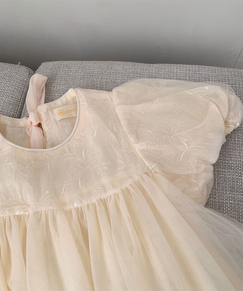 aimoha(アイモハ)の「【aimoha-KIDS-】キッズ チュールパフスリーブドレス (SS)(ワンピース・キッズ・ライトベージュ/グレー/ピンク・120/130/140/100/110/90)」の18枚目の写真