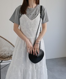〈レディース商品〉コットンライクレースティアードキャミワンピ