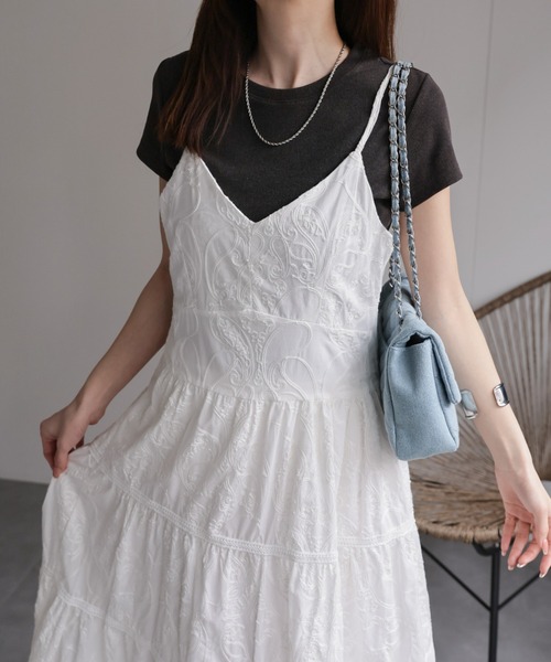 CREARE -LINO-(クレアーレリノ)の「〈レディース商品〉コットンライクレースティアードキャミワンピ(ワンピース・レディース・ホワイト系その他/ホワイト・FREE)」の4枚目の写真