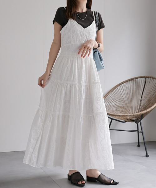 CREARE -LINO-(クレアーレリノ)の「〈レディース商品〉コットンライクレースティアードキャミワンピ(ワンピース・レディース・ホワイト系その他/ホワイト・FREE)」の8枚目の写真