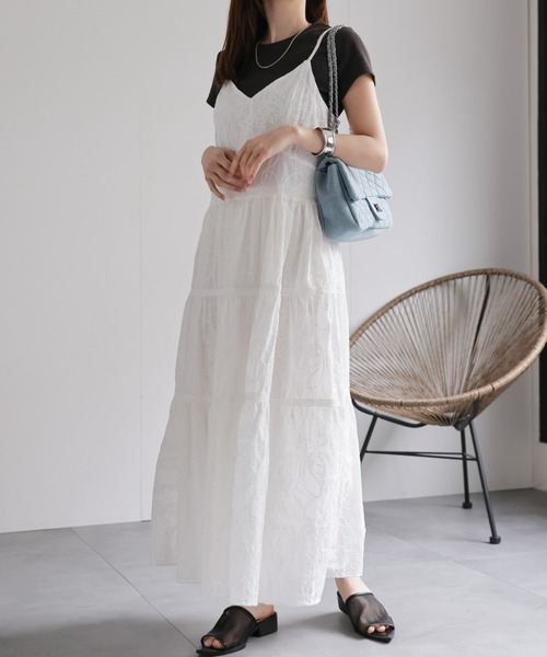 CREARE -LINO-(クレアーレリノ)の「〈レディース商品〉コットンライクレースティアードキャミワンピ(ワンピース・レディース・ホワイト系その他/ホワイト・FREE)」の9枚目の写真