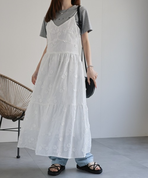 CREARE -LINO-(クレアーレリノ)の「〈レディース商品〉コットンライクレースティアードキャミワンピ(ワンピース・レディース・ホワイト系その他/ホワイト・FREE)」の6枚目の写真