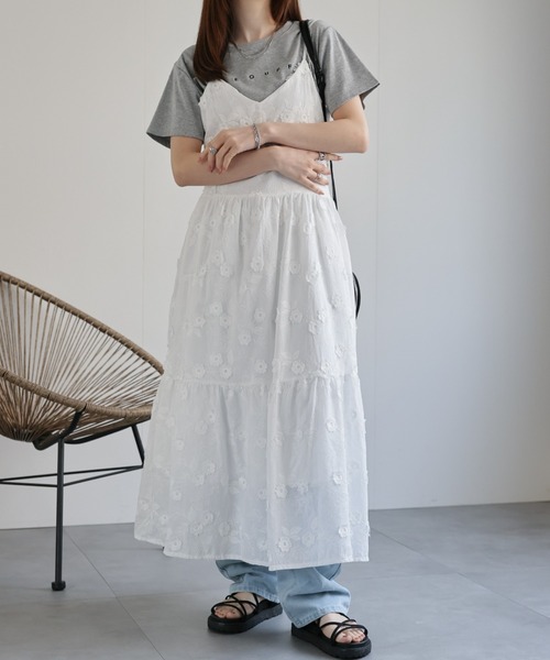 CREARE -LINO-(クレアーレリノ)の「〈レディース商品〉コットンライクレースティアードキャミワンピ(ワンピース・レディース・ホワイト系その他/ホワイト・FREE)」の7枚目の写真