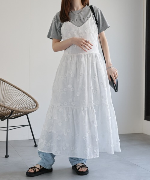 CREARE -LINO-(クレアーレリノ)の「〈レディース商品〉コットンライクレースティアードキャミワンピ(ワンピース・レディース・ホワイト系その他/ホワイト・FREE)」の13枚目の写真