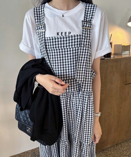 LAFFMO（ラフモ）の「ギンガムチェックティアードフレアジャンパースカート（ワンピース・レディース・ブルー/ブラック・F）」の8枚目の写真