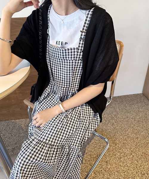 LAFFMO（ラフモ）の「ギンガムチェックティアードフレアジャンパースカート（ワンピース・レディース・ブルー/ブラック・F）」の10枚目の写真