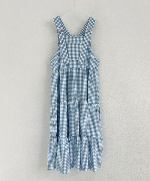LAFFMO（ラフモ）の「ギンガムチェックティアードフレアジャンパースカート（ワンピース・レディース・ブルー/ブラック・F）」の21枚目の写真