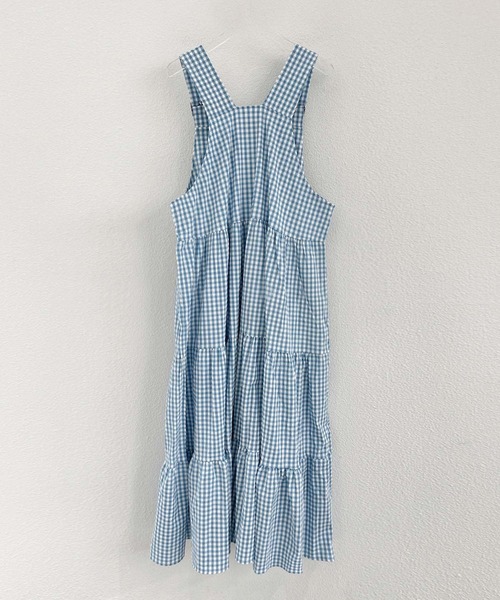 LAFFMO（ラフモ）の「ギンガムチェックティアードフレアジャンパースカート（ワンピース・レディース・ブルー/ブラック・F）」の22枚目の写真