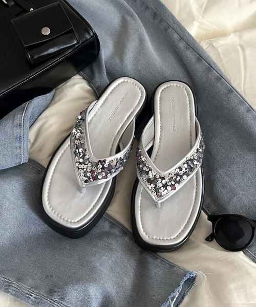 prose verse（プロズヴェール）の「スパンコール厚底トングサンダル（サンダル・レディース・ブラック/シルバー・SMALL/LARGE/MEDIUM）」の7枚目の写真