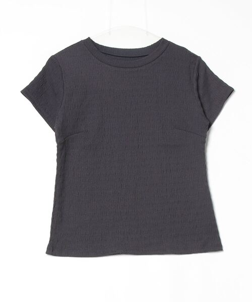 Perfect Suit FActory(パーフェクトスーツファクトリー)の「クラッシュジャガード キャップスリーブブラウス(Tシャツ/カットソー・レディース・オフホワイト/ダークブラウン/ブラック/チャコールグレー・S/M/L)」の1枚目の写真