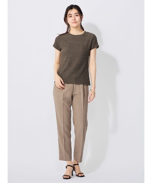 Perfect Suit FActory(パーフェクトスーツファクトリー)の「クラッシュジャガード キャップスリーブブラウス(Tシャツ/カットソー・レディース・オフホワイト/ダークブラウン/ブラック/チャコールグレー・S/M/L)」の13枚目の写真