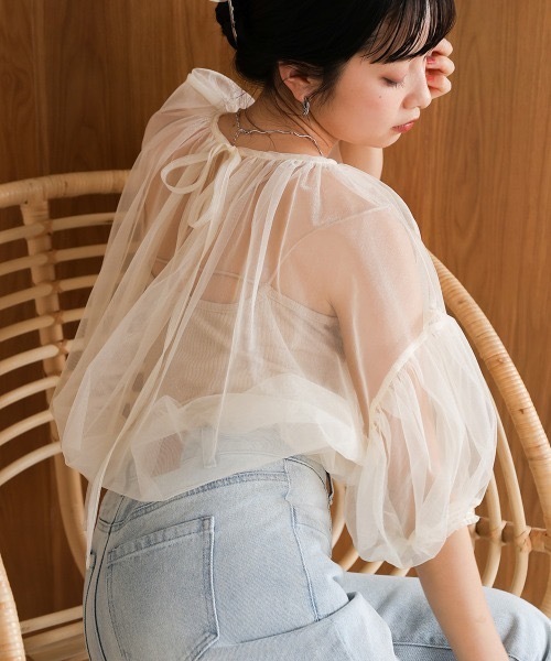 Bab(バブ)の「ラメチュールギャザートップス(Tシャツ/カットソー・レディース・ピンク/チャコールグレー/ホワイト系その他・FREE)」の6枚目の写真