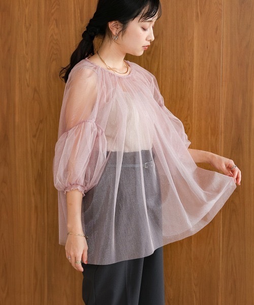 Bab(バブ)の「ラメチュールギャザートップス(Tシャツ/カットソー・レディース・ピンク/チャコールグレー/ホワイト系その他・FREE)」の11枚目の写真
