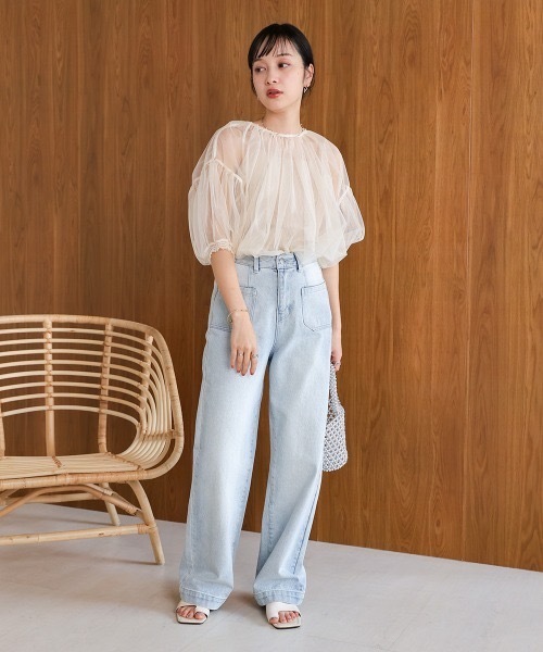 Bab(バブ)の「ラメチュールギャザートップス(Tシャツ/カットソー・レディース・ピンク/チャコールグレー/ホワイト系その他・FREE)」の18枚目の写真