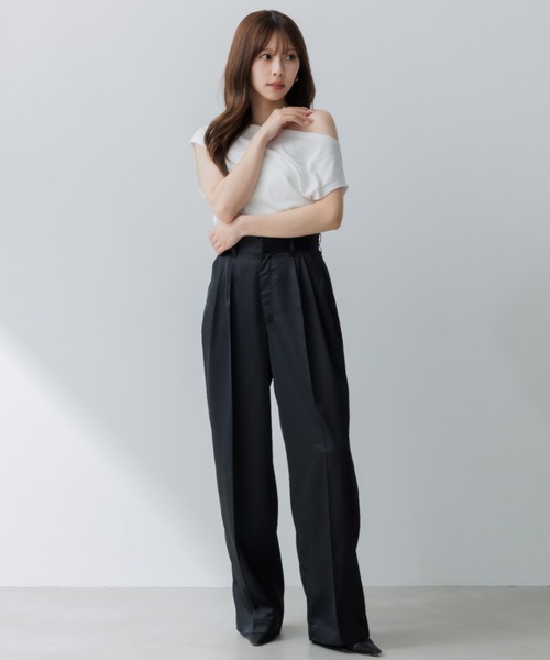 satin tuck pants（サテンタックパンツ）（スラックス）｜SENEE
