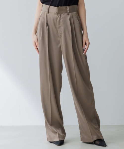 satin tuck pants（サテンタックパンツ）（スラックス）｜SENEE