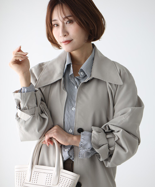 Ehre style(エーレスタイル)の「トレンチ苦手さんへ 脱!王道春コートステンカラーコート(ステンカラーコート・レディース・ブラウン・FREE)」の2枚目の写真
