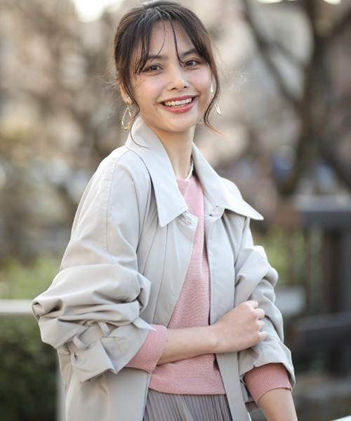 Ehre style(エーレスタイル)の「トレンチ苦手さんへ 脱!王道春コートステンカラーコート(ステンカラーコート・レディース・ブラウン・FREE)」の3枚目の写真