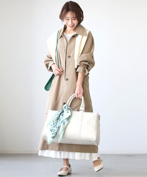 Ehre style(エーレスタイル)の「トレンチ苦手さんへ 脱!王道春コートステンカラーコート(ステンカラーコート・レディース・ブラウン・FREE)」の8枚目の写真