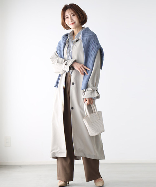 Ehre style(エーレスタイル)の「トレンチ苦手さんへ 脱!王道春コートステンカラーコート(ステンカラーコート・レディース・ブラウン・FREE)」の10枚目の写真