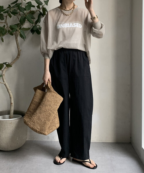 DouDou(ドゥドゥ)の「ベイカーカーブパンツ(その他パンツ・レディース・ブラック/ベージュ・FREE)」の4枚目の写真