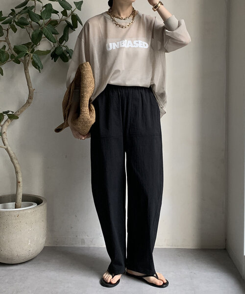 DouDou(ドゥドゥ)の「ベイカーカーブパンツ(その他パンツ・レディース・ブラック/ベージュ・FREE)」の6枚目の写真