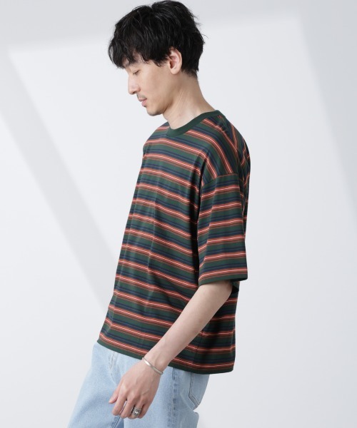 NANO universe（ナノユニバース）の「マイクロランダムボーダーTシャツ（Tシャツ/カットソー・メンズ・バーガンディー/ブラウン/ダークグリーン・M/L）」の19枚目の写真