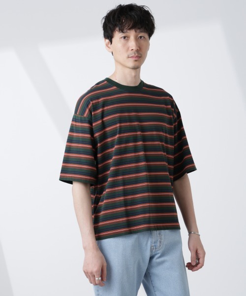 NANO universe（ナノユニバース）の「マイクロランダムボーダーTシャツ（Tシャツ/カットソー・メンズ・バーガンディー/ブラウン/ダークグリーン・M/L）」の18枚目の写真