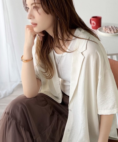 CHONO ブラウス　エクリュ BEIGE,｜ERICA / シルクシースルークルーネックブラウス