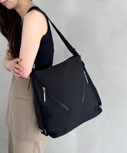 MaxMara ナイロンコート ネイビー　2way  収納ショルダーバッグ付き SHIPS｜【WEB限定】 2WAY ナイロン フリル ショルダー バッグ