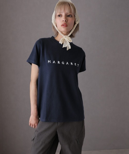 Girly Doll(ガーリードール)の「フロントロゴ刺繍Tシャツ(Tシャツ/カットソー・レディース・オフホワイト/ネイビー・F)」の7枚目の写真